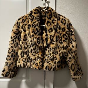 Vintage Made In USA Animal Print Faux Fur Jacket